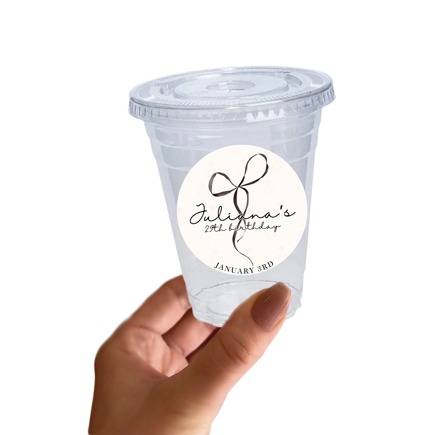Black Bow Affair Birthday Sticker Cups