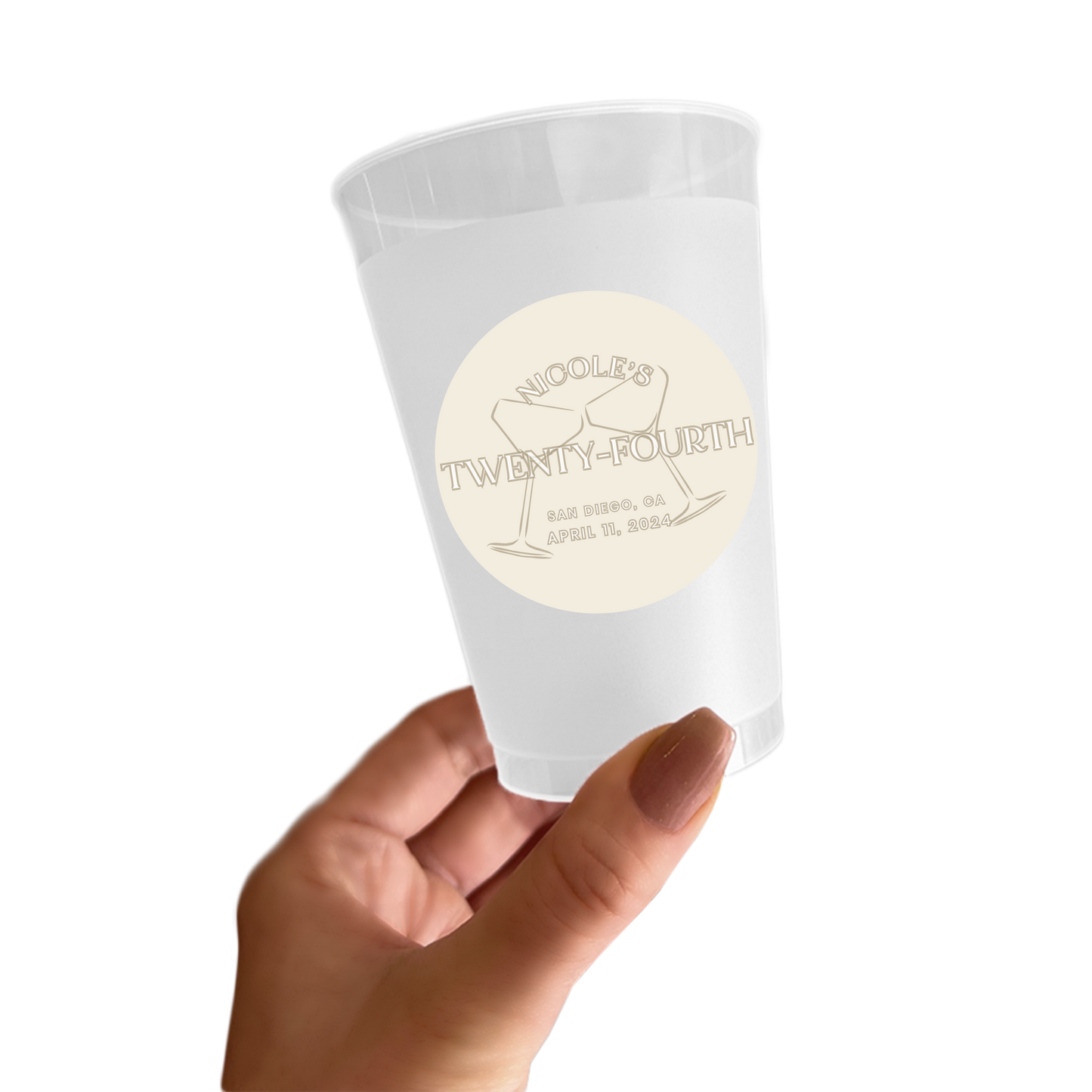 Champagne Showers Birthday Sticker Cups