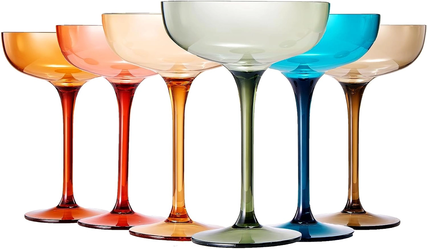Colored Acrylic Plastic Unbreakable Margarita Glasses 15oz | Set of 6