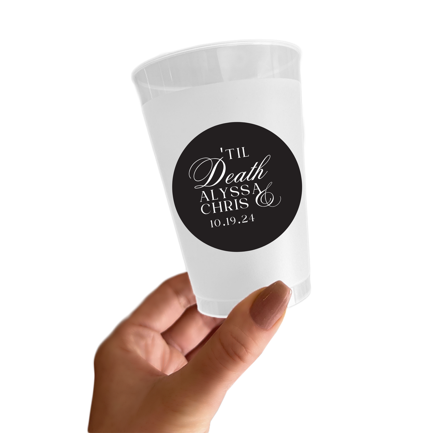'Til Death Engagement Sticker Cups