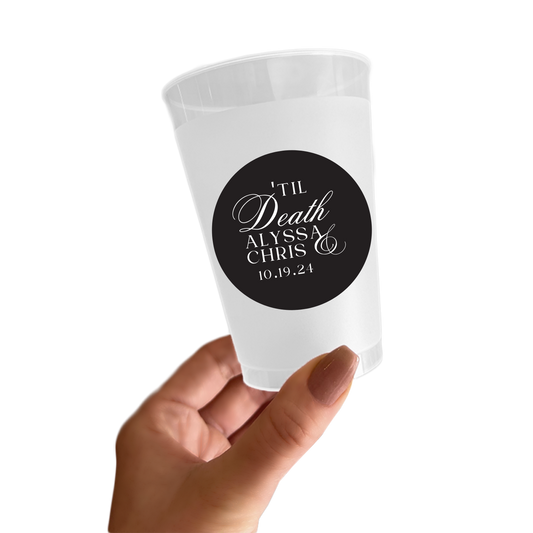 'Til Death Engagement Sticker Cups