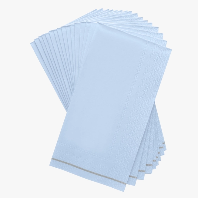 Ice Blue with Silver Guest Paper Napkins | 16 Dinner Napkins