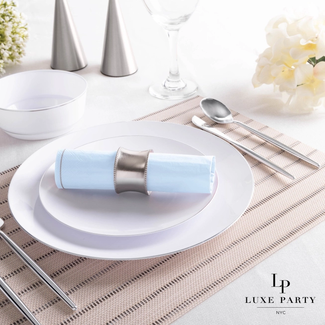 Ice Blue with Silver Stripe Napkins | 20 Lunch Napkins - 6.5" x 6.5"