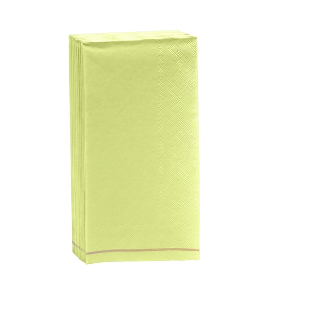 Lime with Gold Stripe Guest Paper Napkins | 16 Dinner Napkins - 4.25" x 7.75"