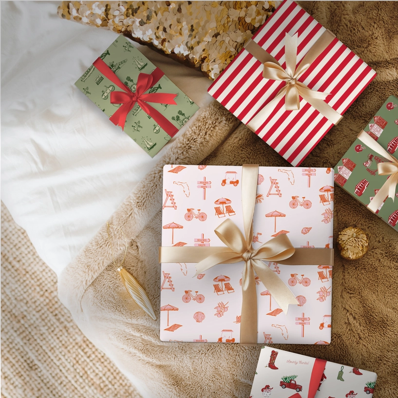 Red & White Striped Christmas Wrapping Paper