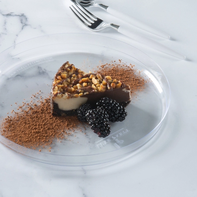 Round Clear Walled Plastic Dinner Plates | 10 Pack