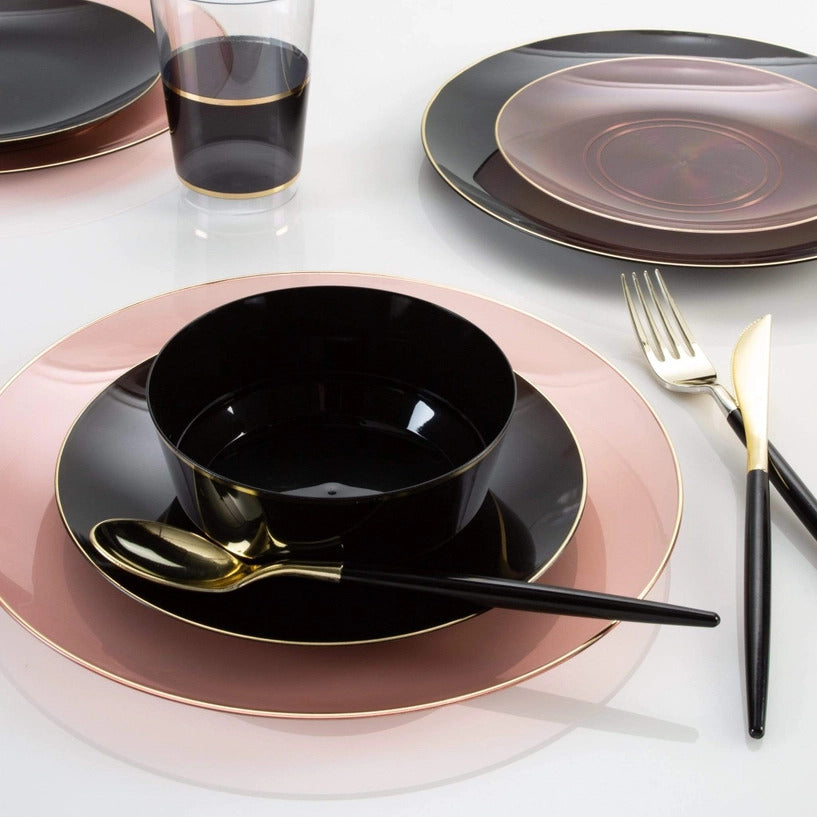 Round Semi Transparent Rose • Gold Plastic Appetizer Plates | 10 Pack
