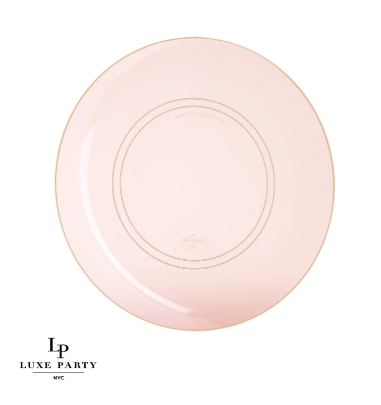 Round Semi Transparent Rose • Gold Plastic Appetizer Plates | 10 Pack