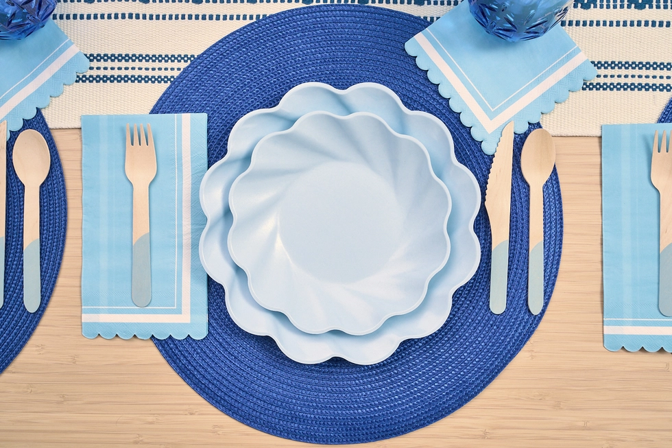 Simply Eco Compostable Bamboo Salad Plate Sky Blue/8pkg