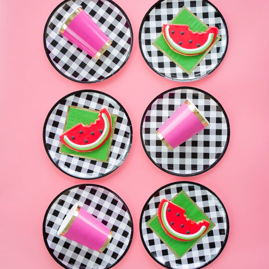 Hey Bae-Bee, Gingham Dinner Plates - 8 Pk