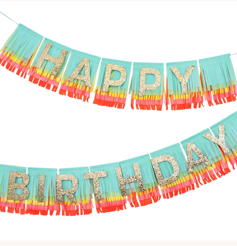 Rainbow Happy Birthday Fringe Garland