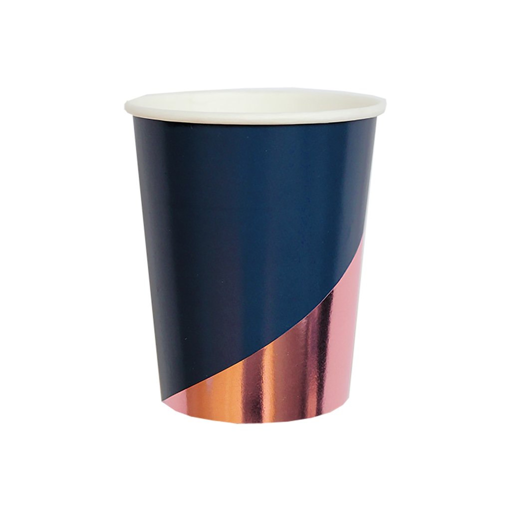 Navy Colorblock Paper Cups