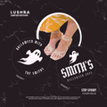 Promotional graphic for Lushra Halloween floor decals with ghost designs and 'Smith's' branding.