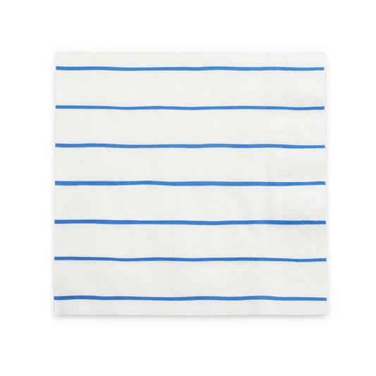 Frenchie Striped Cobalt Cocktail Napkins