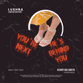 Promotional image for Lushra Bloody Halloween floor decal with text and feet in sandals.