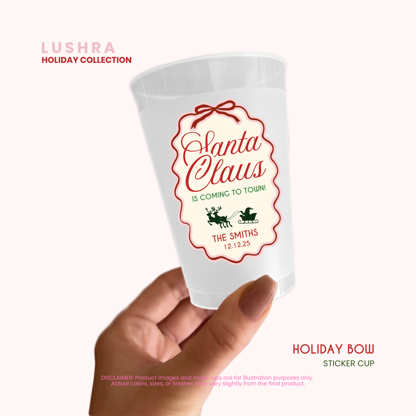 Holiday Bow Sticker Cup