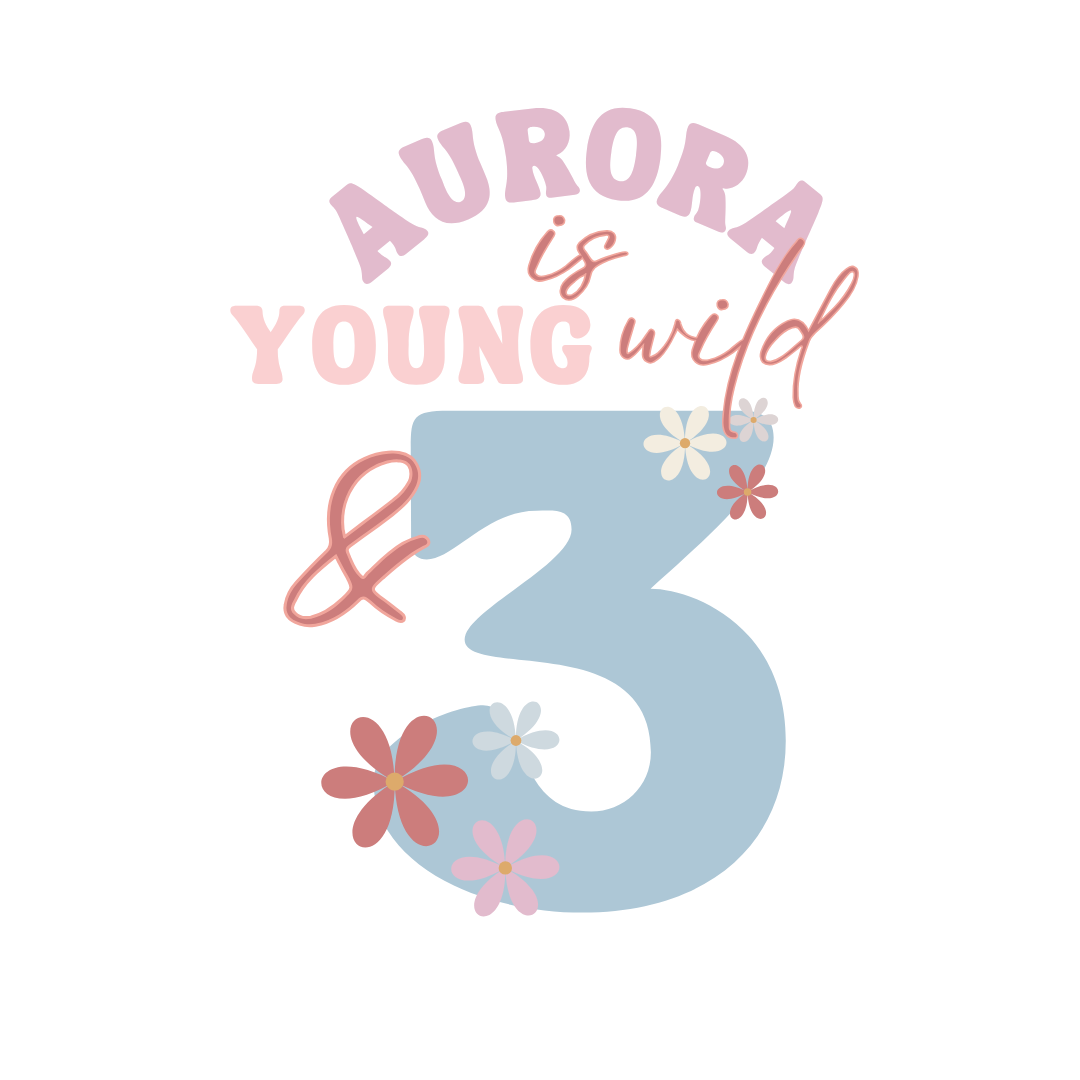Young Wild & Three Birthday Backdrop Decal