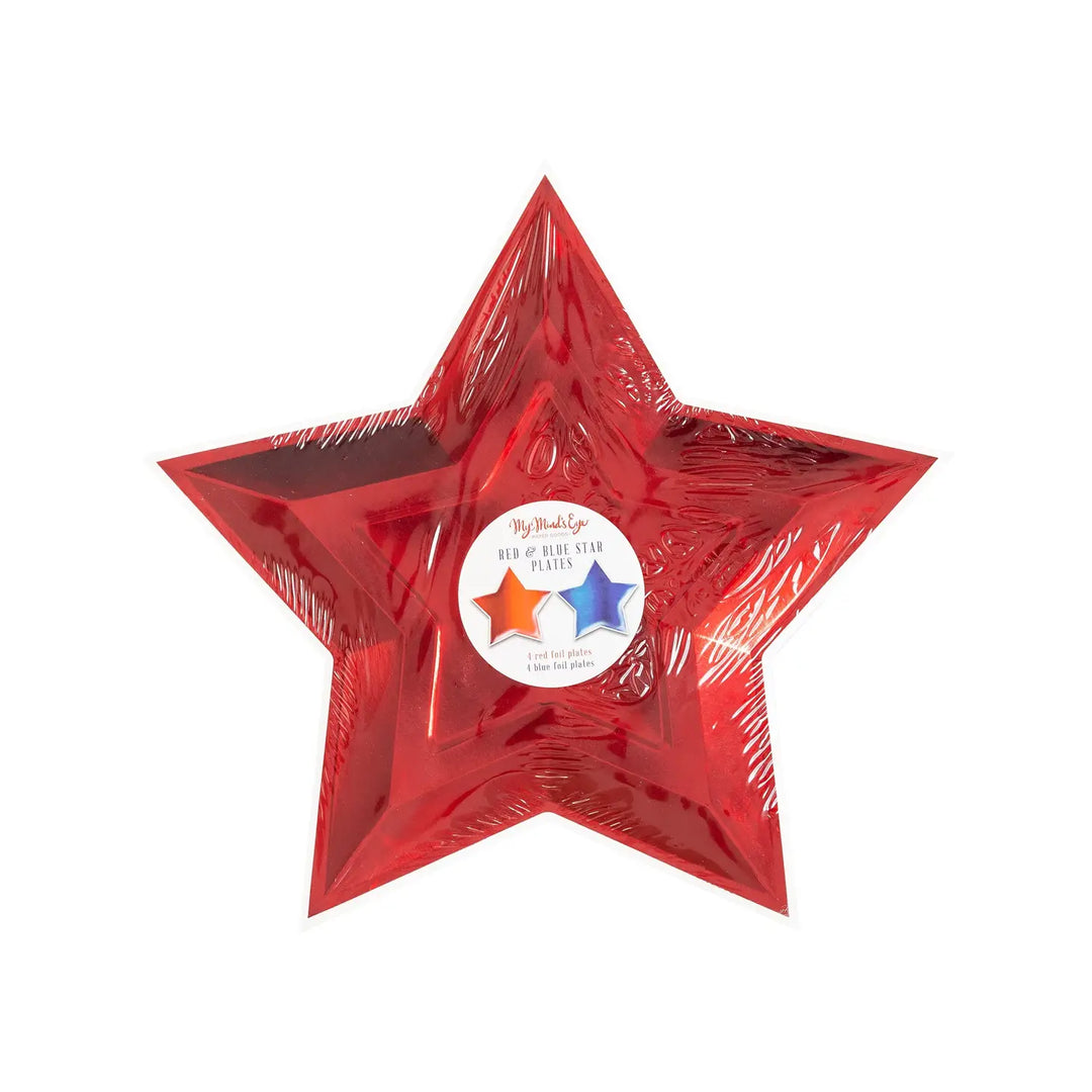 Blue and Red Foil Star Plates