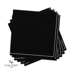Black with Silver Stripe Cocktail Paper Napkins | 20 Beverage Napkins - 5" x 5"
