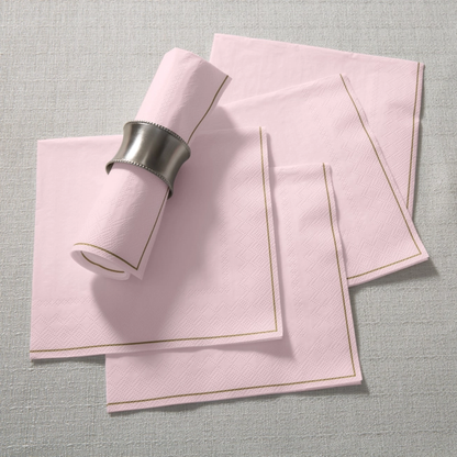 Blush with Gold Stripe Napkins | 20 Lunch Napkins - 6.5" x 6.5"