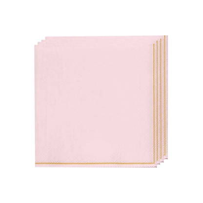 Blush with Gold Stripe Napkins | 20 Lunch Napkins - 6.5" x 6.5"