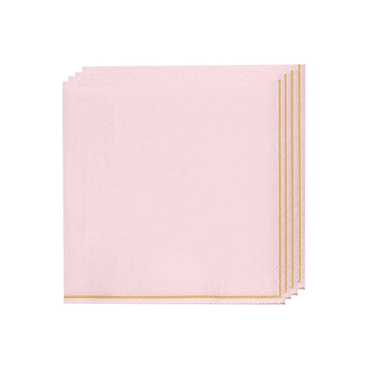 Blush with Gold Stripe Napkins | 20 Lunch Napkins - 6.5" x 6.5"