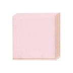 Blush with Gold Stripe Paper Cocktail Napkins | 20 Beverage Napkins - 5" x 5"