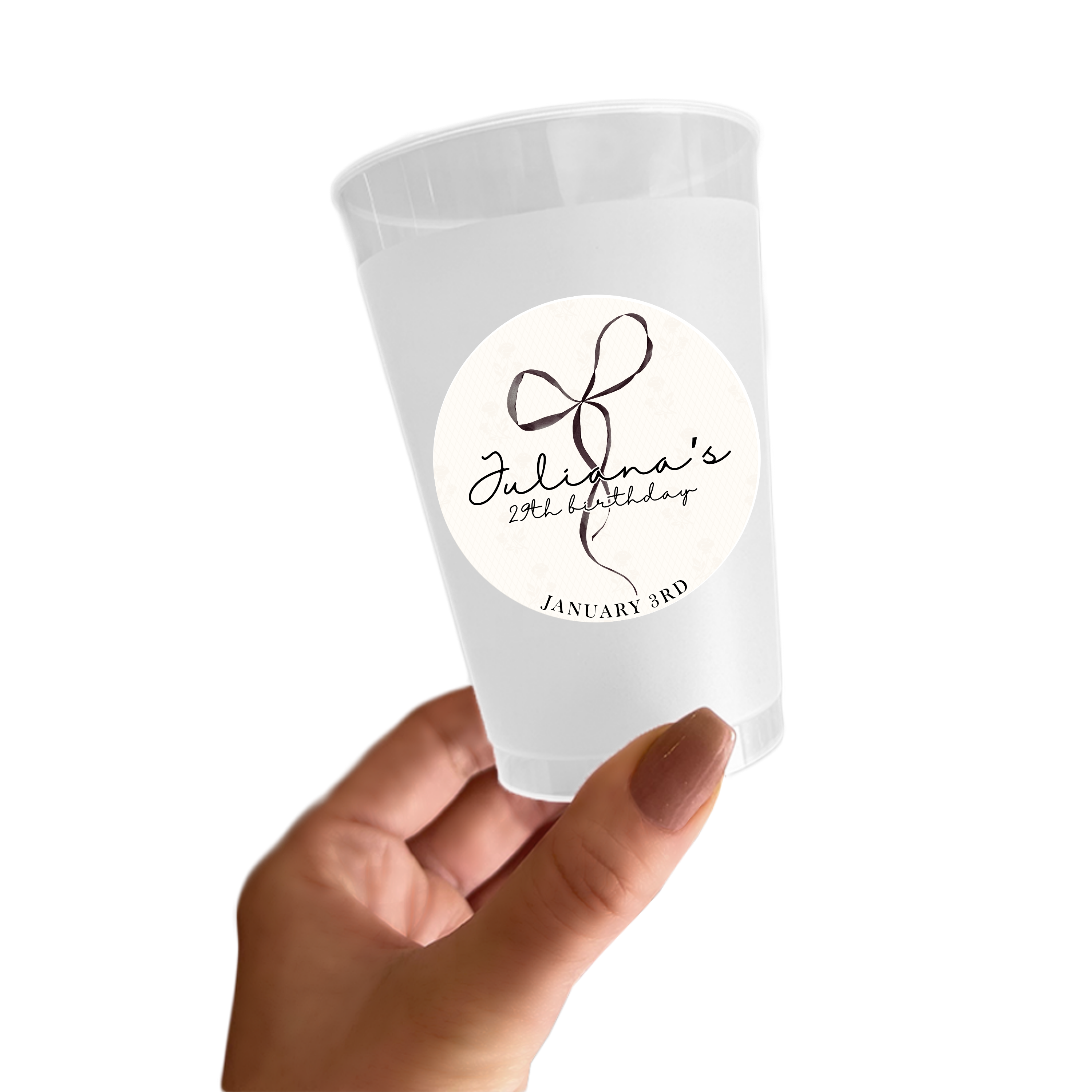 Black Bow Affair Birthday Sticker Cups