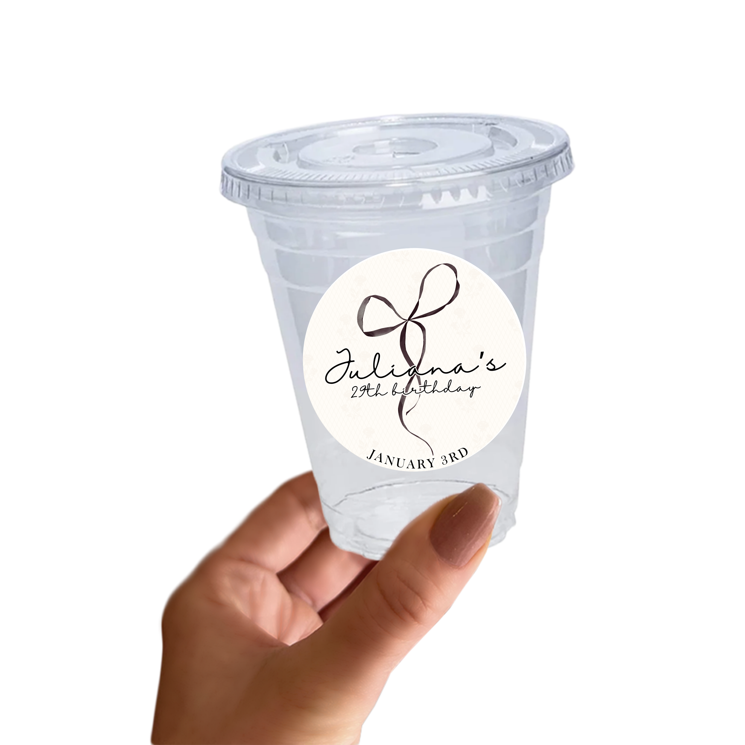 Black Bow Affair Birthday Sticker Cups