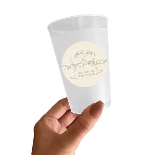Champagne Showers Birthday Sticker Cups