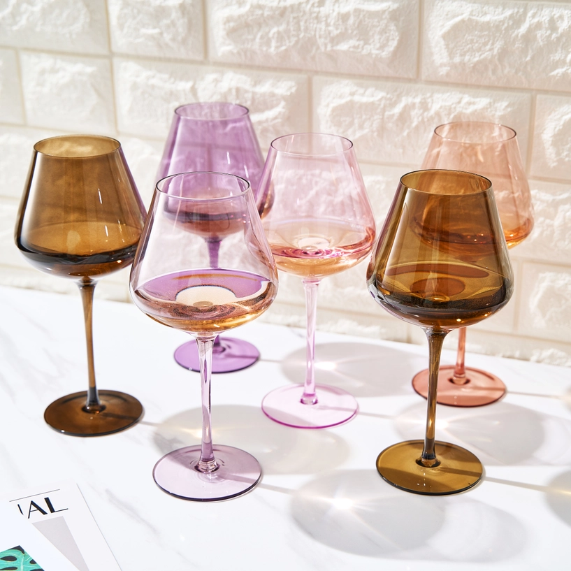 Colored Crystal Wine Glass Large 20oz (Stemmed) | Set of 6