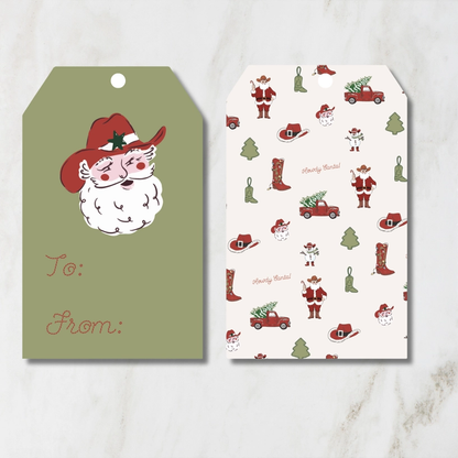 Cowboy Santa Holiday Hanging Gift Tags | Pack of 8