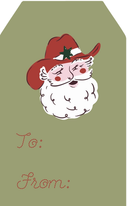 Cowboy Santa Holiday Hanging Gift Tags | Pack of 8
