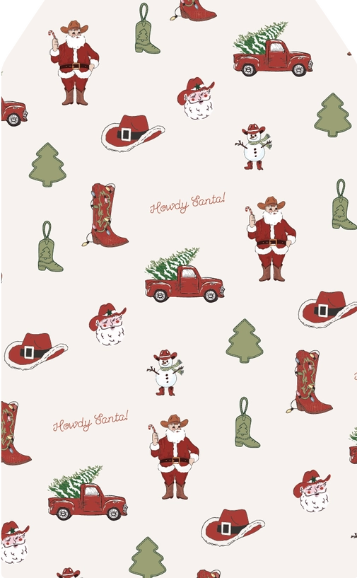 Cowboy Santa Holiday Hanging Gift Tags | Pack of 8