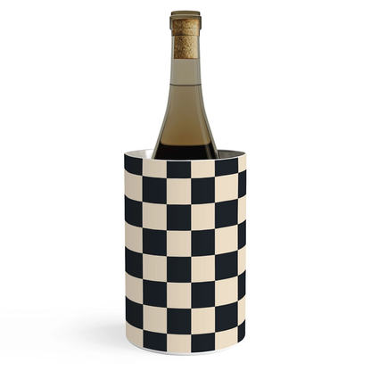 Cuss Yeah Designs Black Cream Checker Pattern Wine Chiller