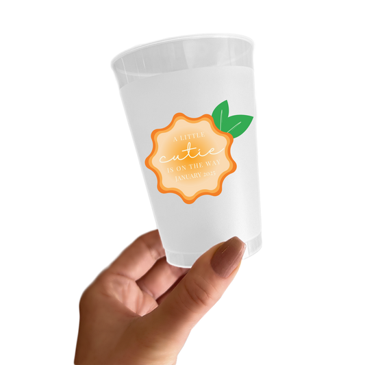 Hey Cutie Baby Shower Sticker Cups