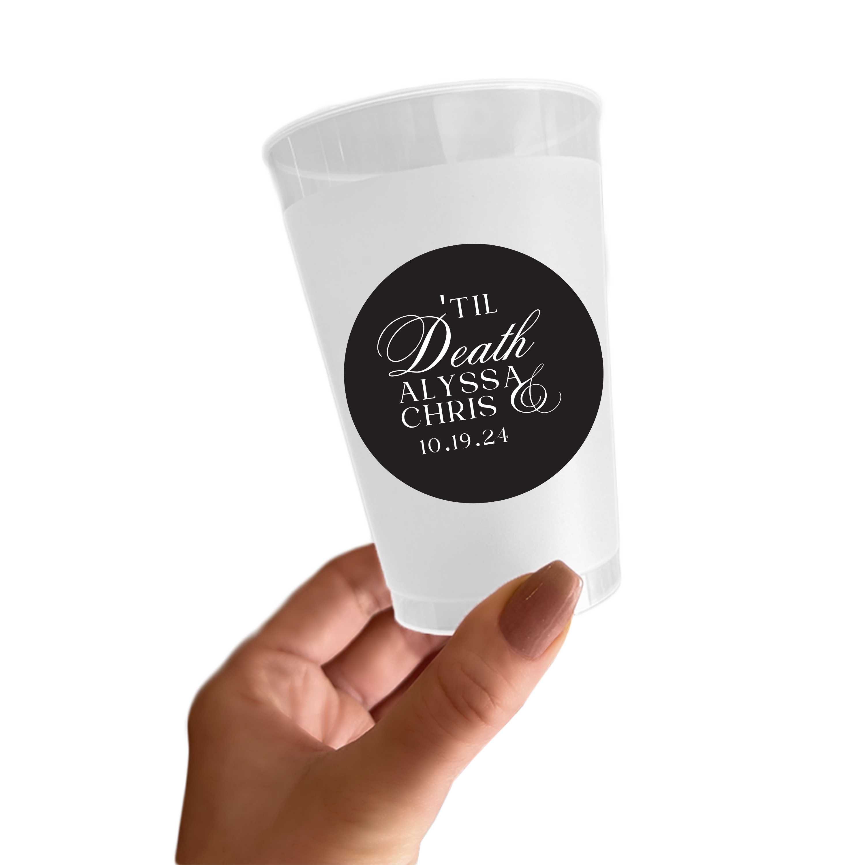'Til Death Engagement Sticker Cups