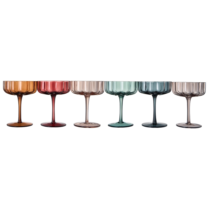Flower Vintage Wavy Petals Glass Coupe 7oz | Set of 6