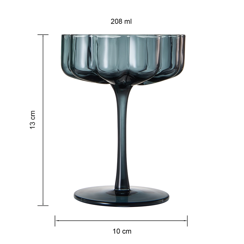 Flower Vintage Wavy Petals Glass Coupe 7oz | Set of 6