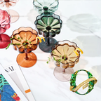 Flower Vintage Wavy Petals Glass Coupe 7oz | Set of 6