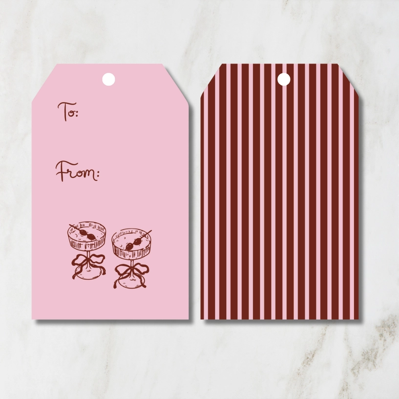 Girly Martini Holiday Hanging Gift Tags | Pack of 8