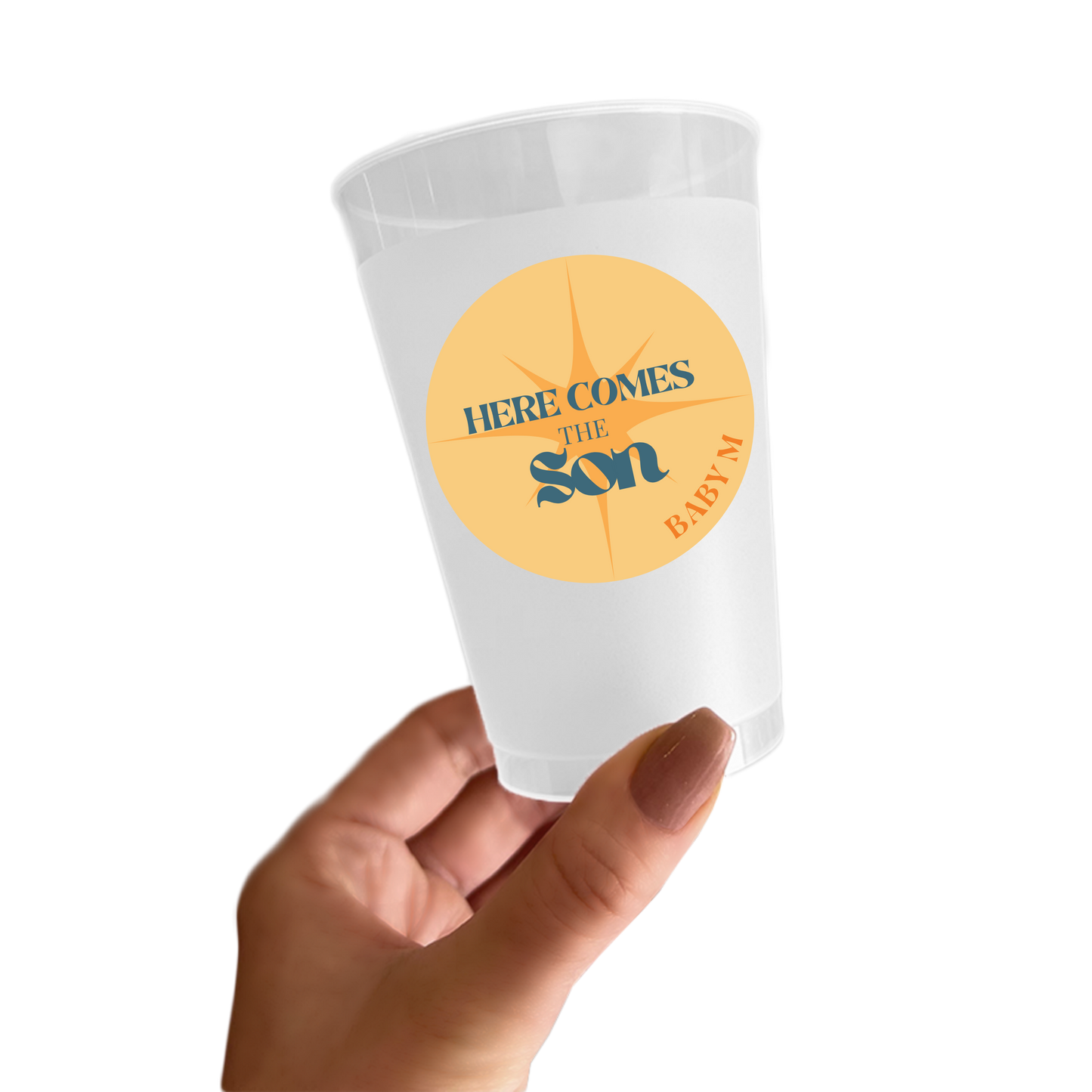 Here Comes The Sun Baby Shower Sticker Cups
