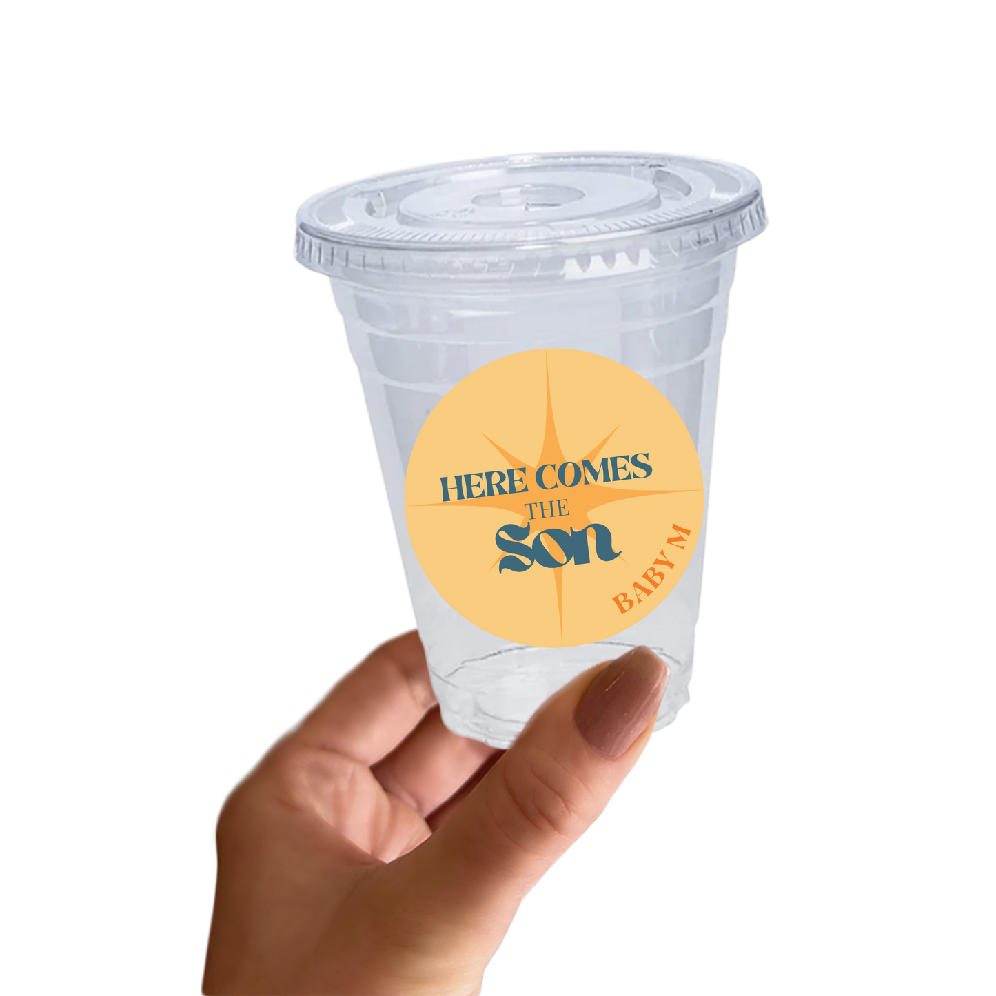 Here Comes The Sun Baby Shower Sticker Cups