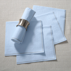 Ice Blue with Silver Stripe Napkins | 20 Lunch Napkins - 6.5" x 6.5"