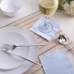 Ice Blue with Silver Stripe Paper Cocktail Napkins | 20 Beverage Napkins - 5" x 5"