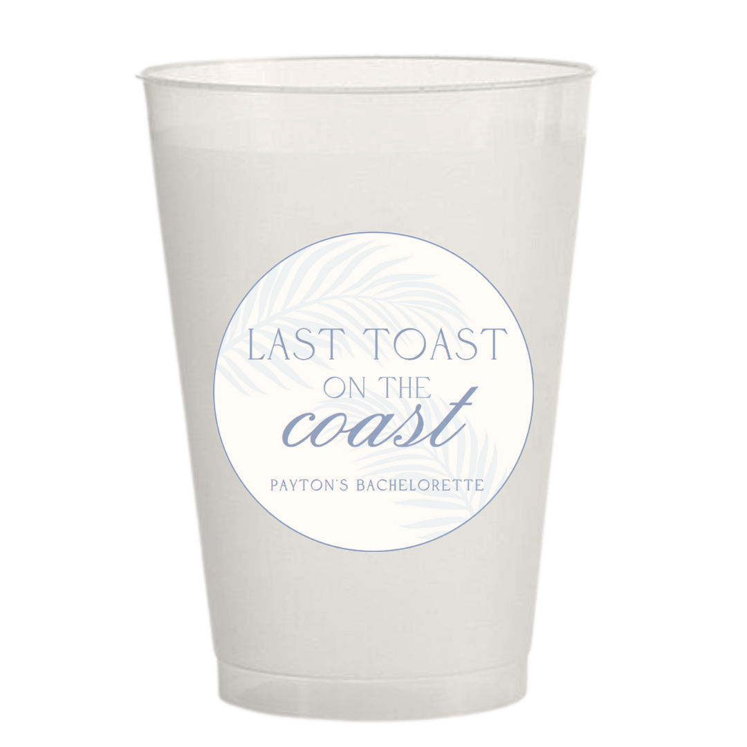 Last Toast On The Coast Bachelorette Sticker Cups