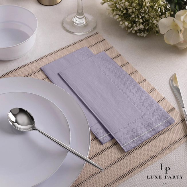 Lavender with Silver Guest Paper Napkins | 16 Dinner Napkins