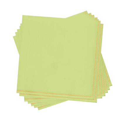 Lime with Gold Stripe Paper Cocktail Napkins | 20 Beverage Napkins - 5" x 5"