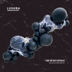 Balloon garland kit packaging with 'Lushra' branding on a dark background