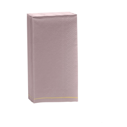 Mauve with Gold Stripe Guest Paper Napkins | 16 Dinner Napkins - 4.25" x 7.75"